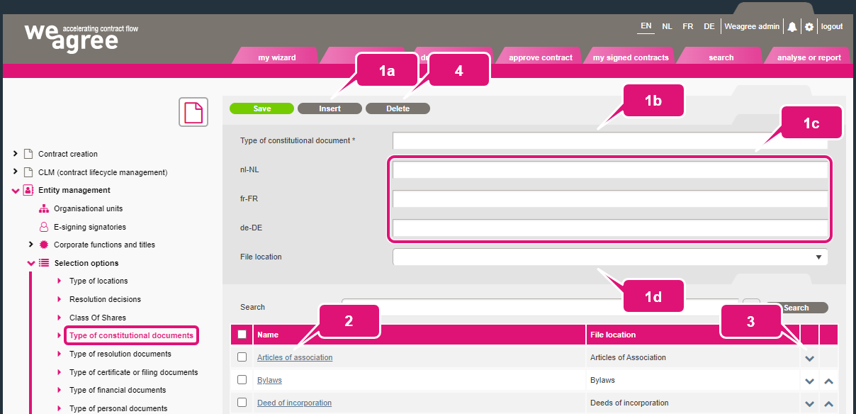 kb contract lifecycle management entity management customising dropdowns 2 Entity management
