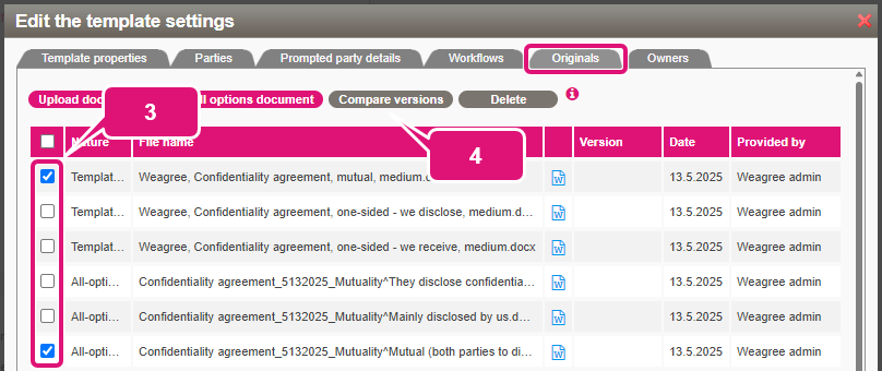Comparing original versions and all-options documents kb contract lifecycle management template testing comparing originals and all options 6 all-options document