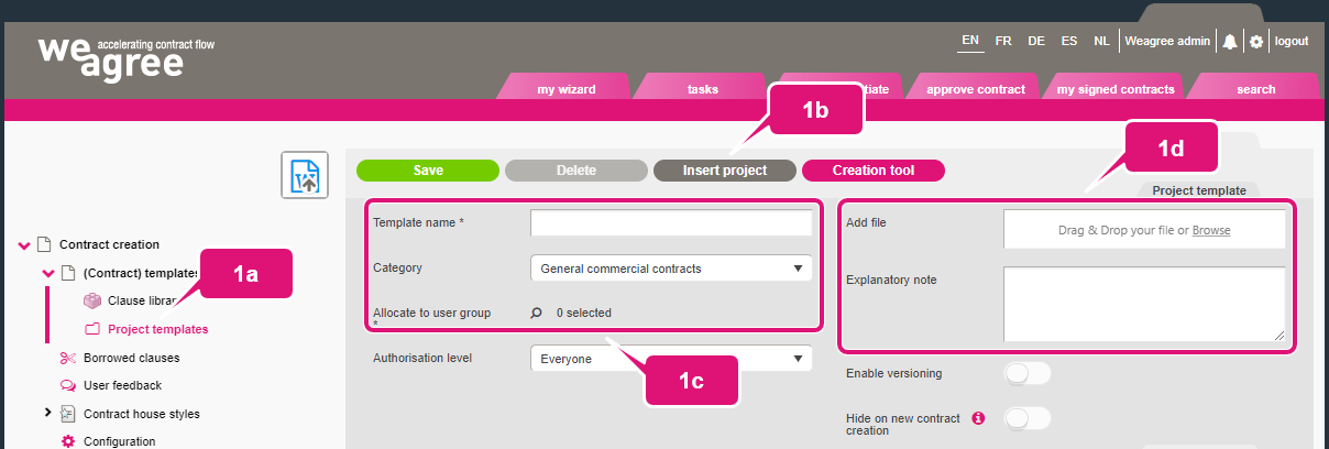 Creating a new project template kb contract lifecycle management creating new project template 1 new project template