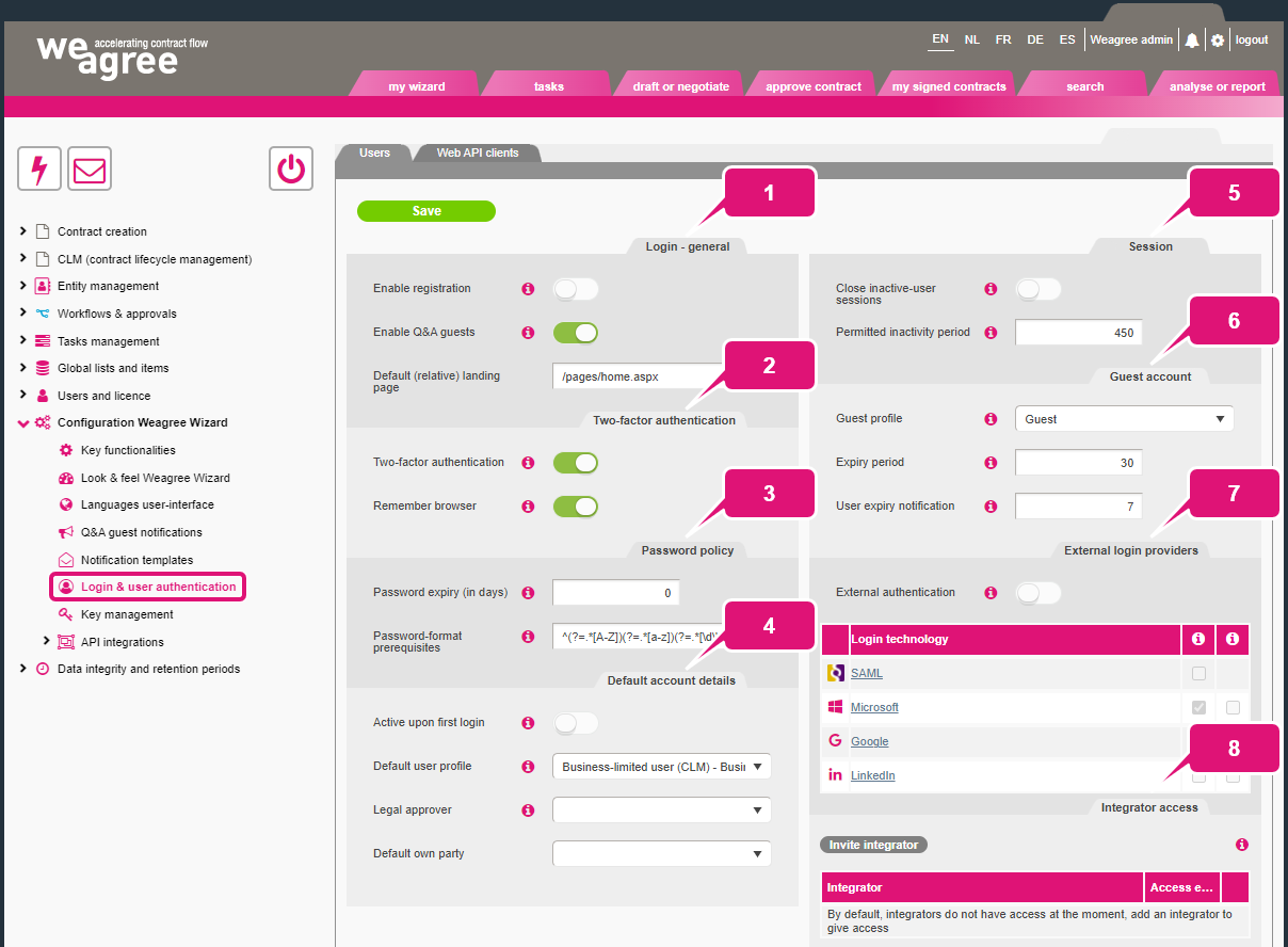 kb contract lifecycle management portal configuration login user authentication 1