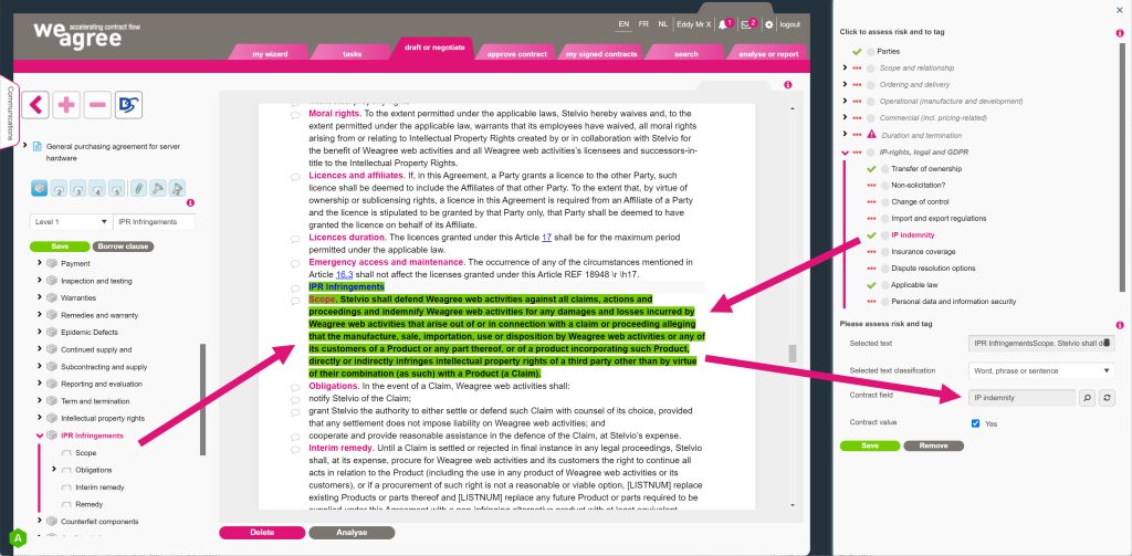 AI based automated contractt review GPA automated analysis of an NDA