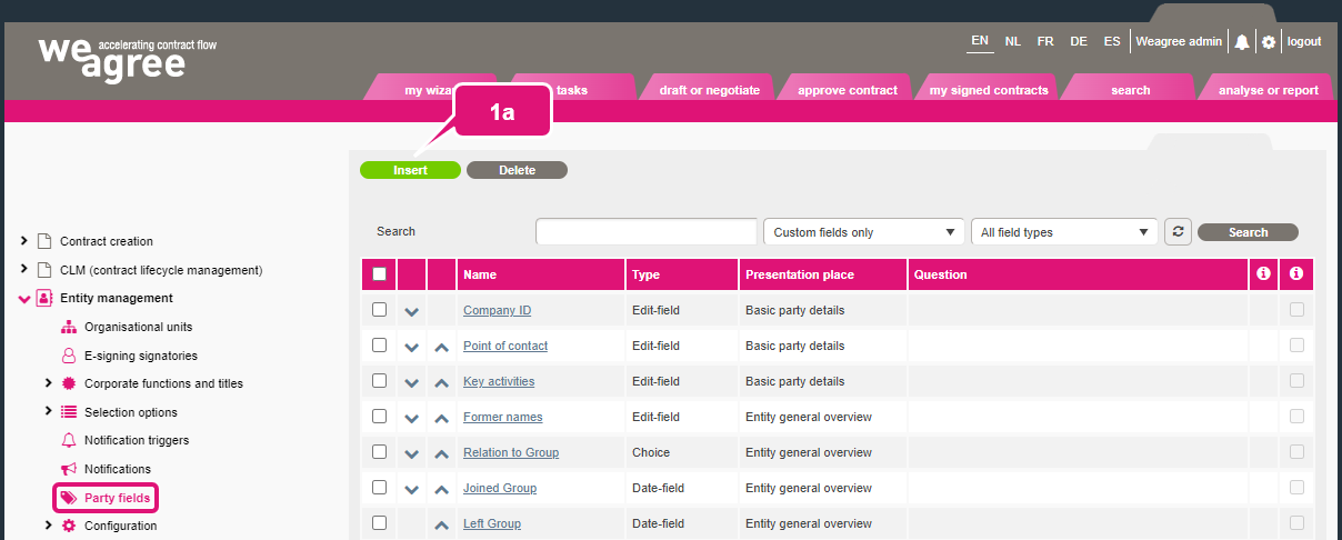 Custom party fields kb contract lifecycle management entity management custom party fields 1 party field