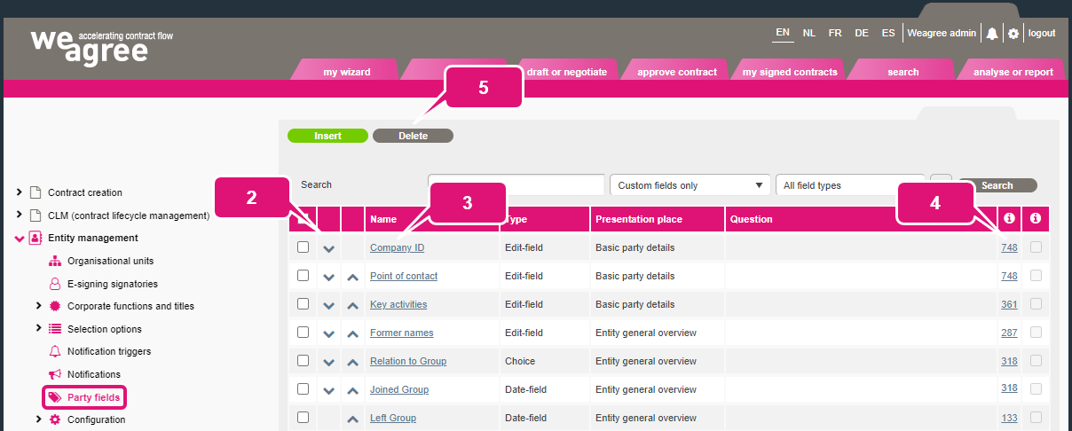 Custom party fields kb contract lifecycle management entity management custom party fields 3 party field