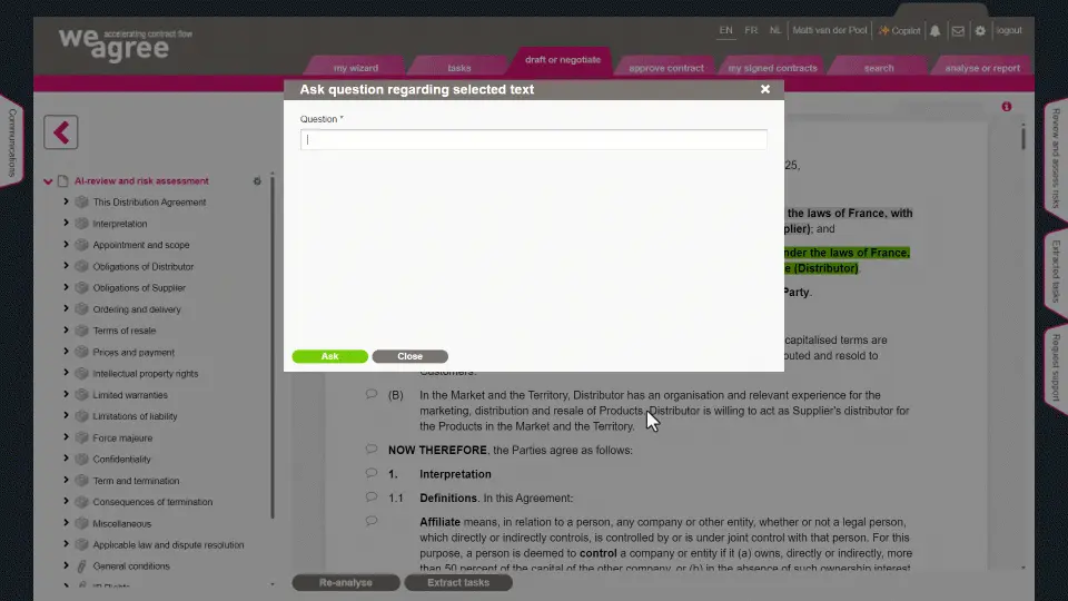 Ask AI questions about your contracts