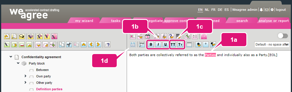 kb contract lifecycle management ca text variables 2 text and variables